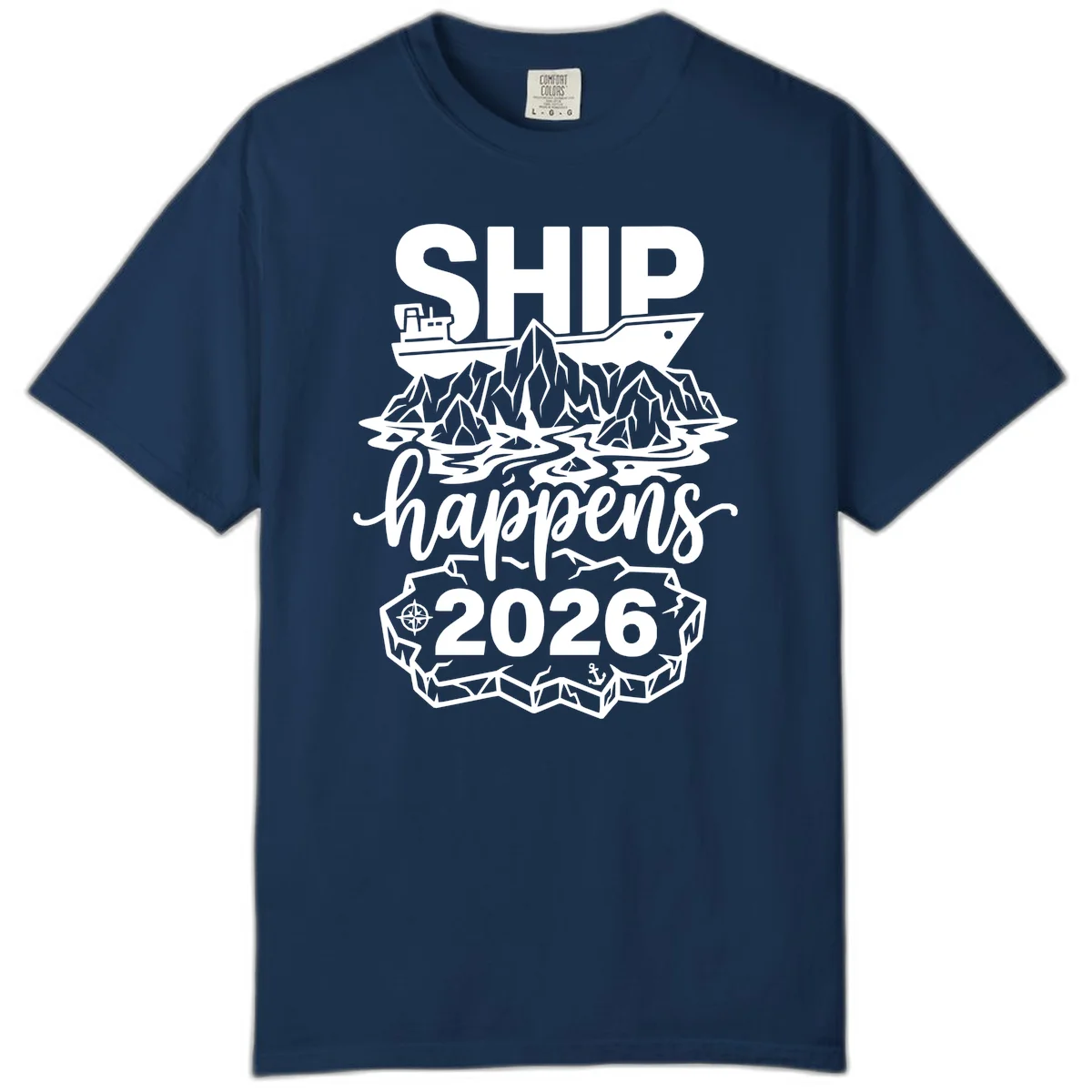 Ship Happens Alaska Cruise 2026 Comfort Tee in Navy