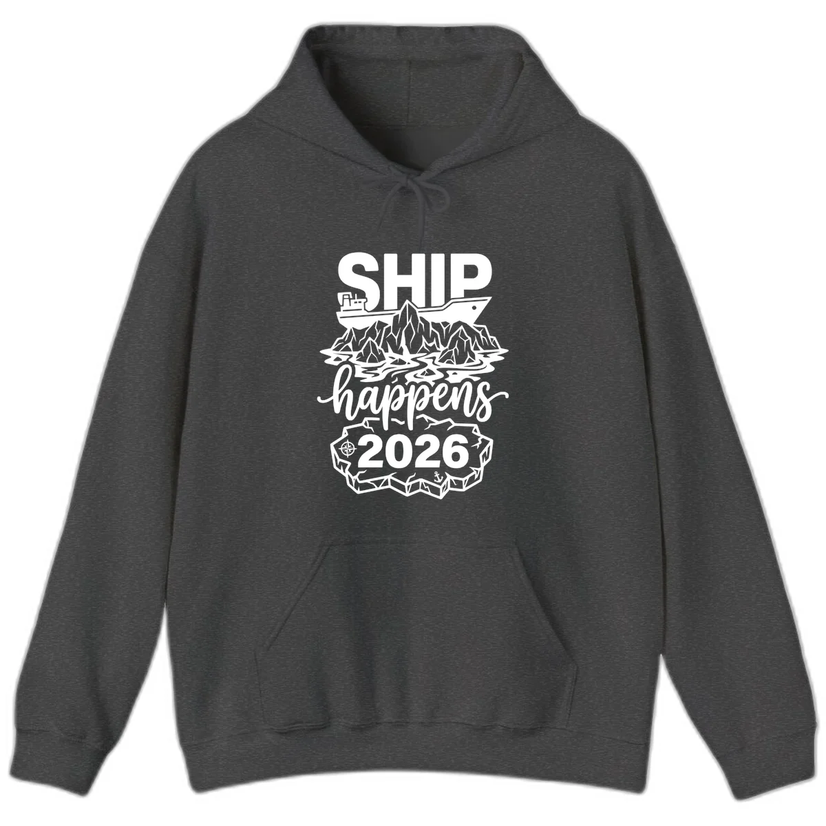 Ship Happens Alaska Cruise 2026 Hoodie in Dark Heather