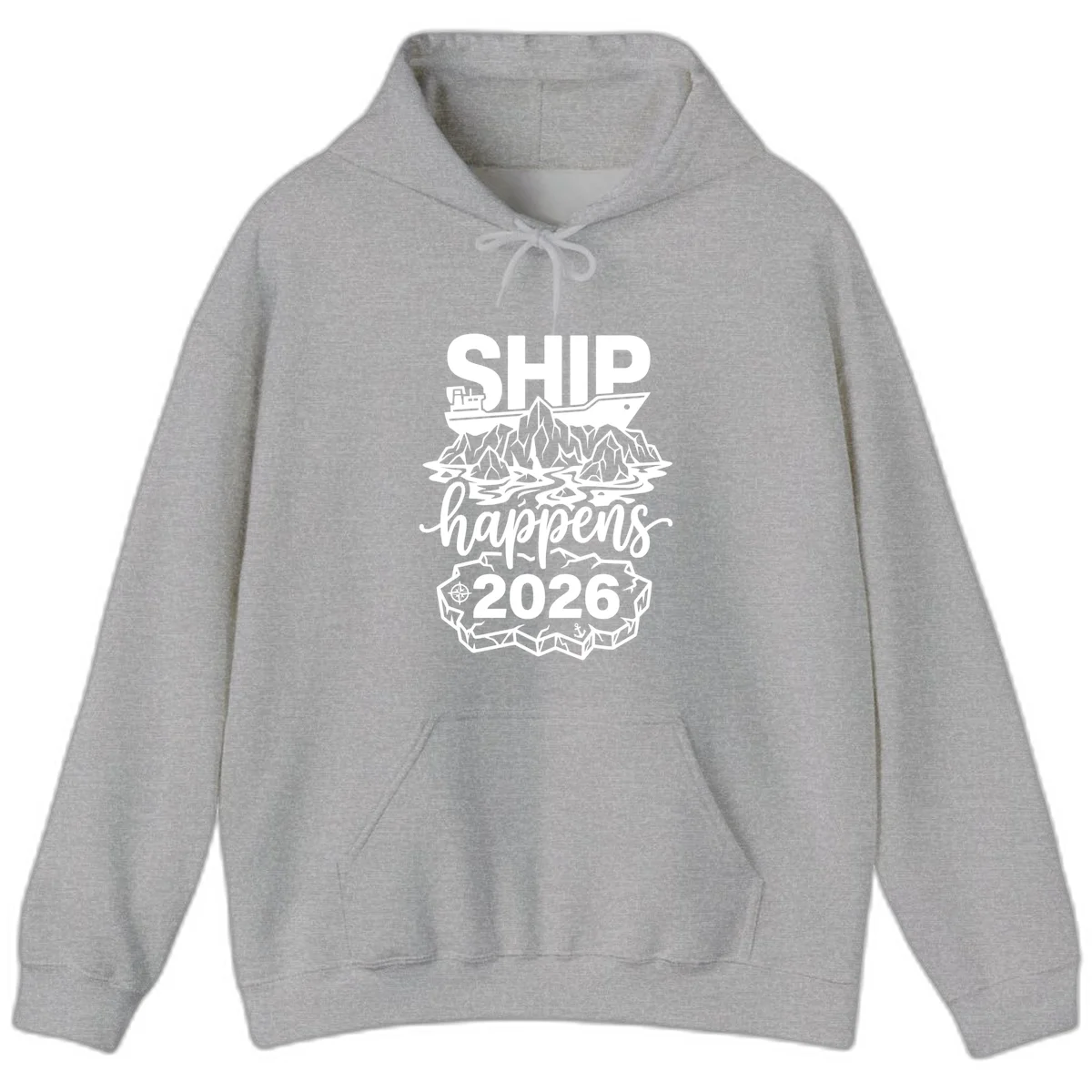 Ship Happens Alaska Cruise 2026 Hoodie in Sport Grey