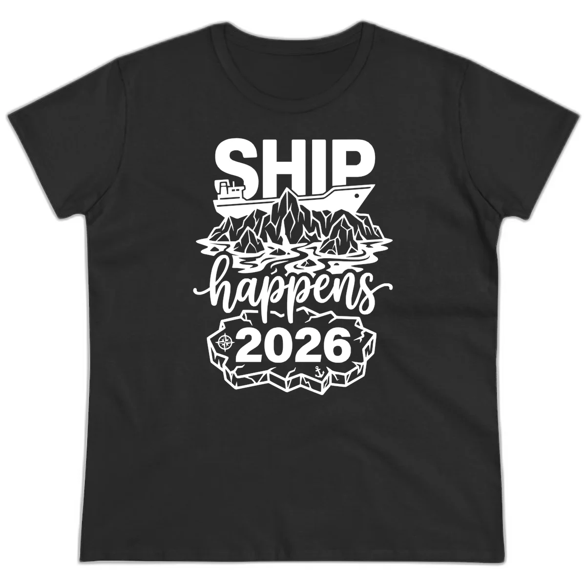 Ship Happens Alaska Cruise 2026 Ladies Tee in Black