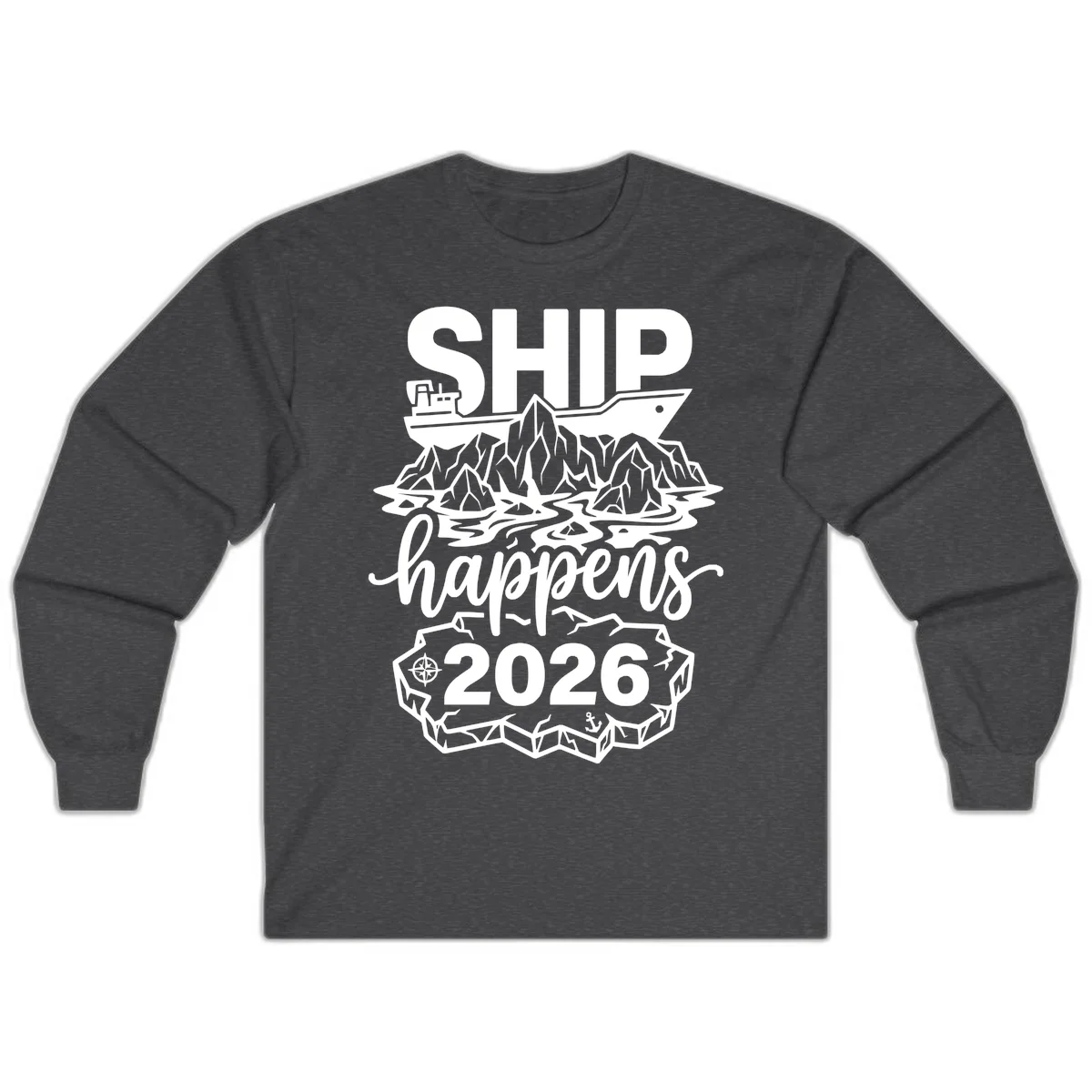Ship Happens Alaska Cruise 2026 Long Sleeve in Dark Heather