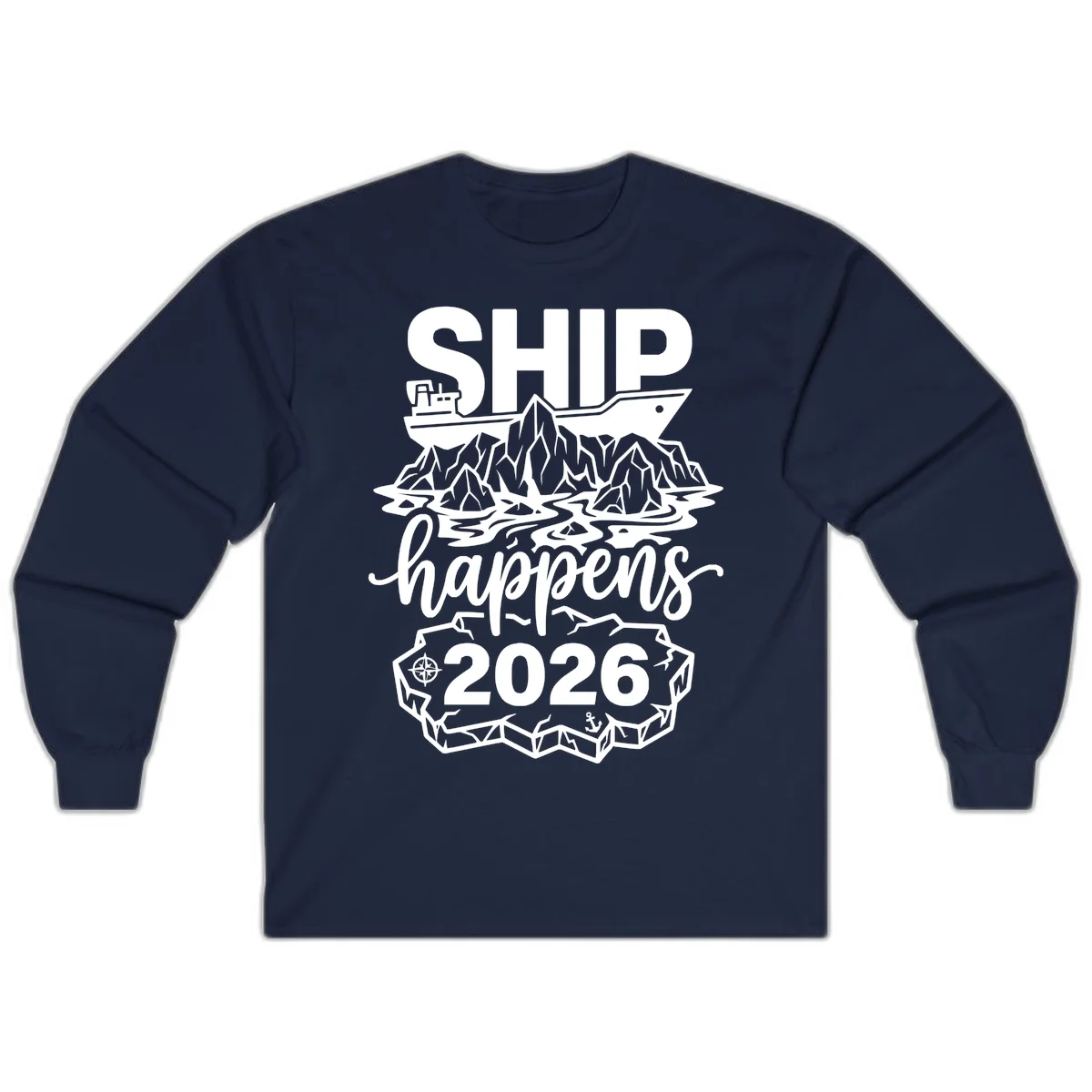 Ship Happens Alaska Cruise 2026 Long Sleeve in Navy