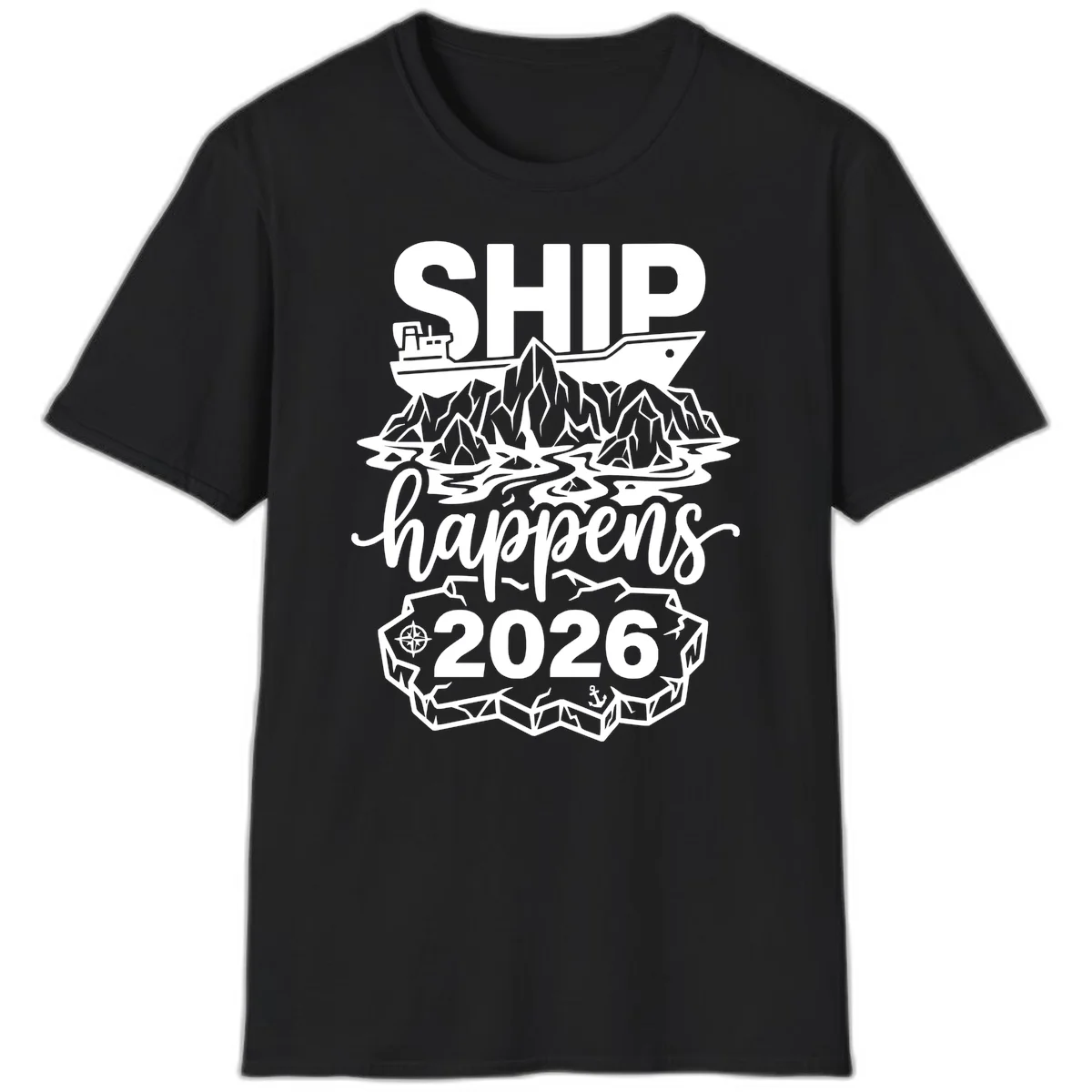 Ship Happens Alaska Cruise 2026 T-Shirt in Black