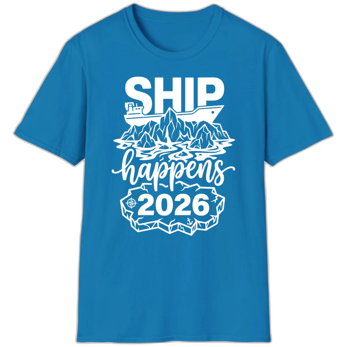 Ship Happens Alaska Cruise 2026 T-Shirt in Sapphire
