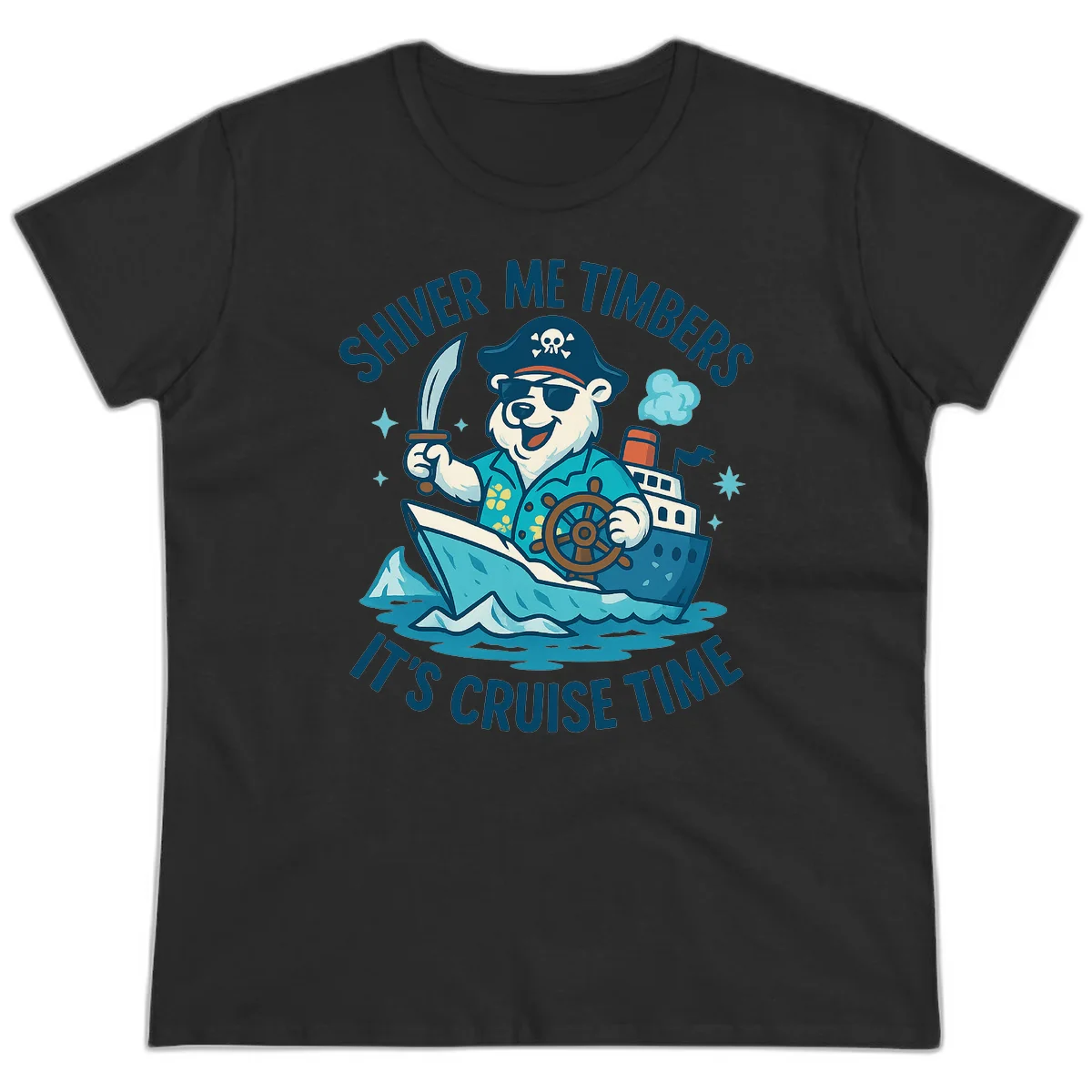 Shiver Me Timbers Cruise Time Ladies Tee in Black