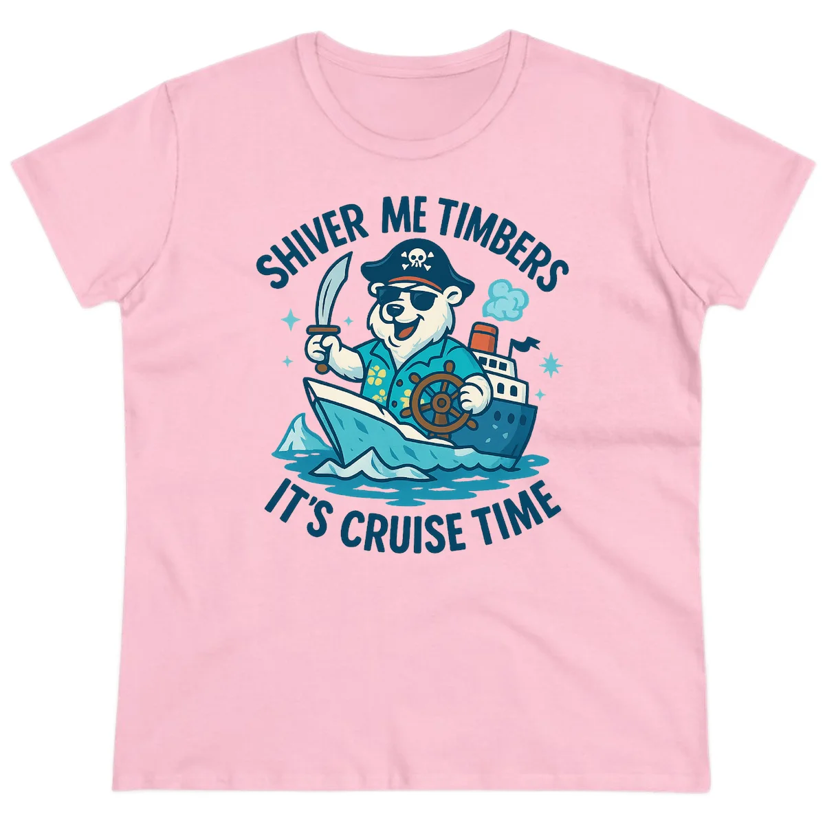 Shiver Me Timbers Cruise Time Ladies Tee in Light Pink