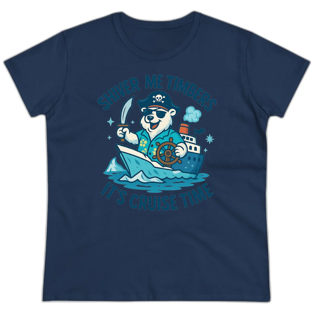 Shiver Me Timbers Cruise Time Ladies Tee in Navy