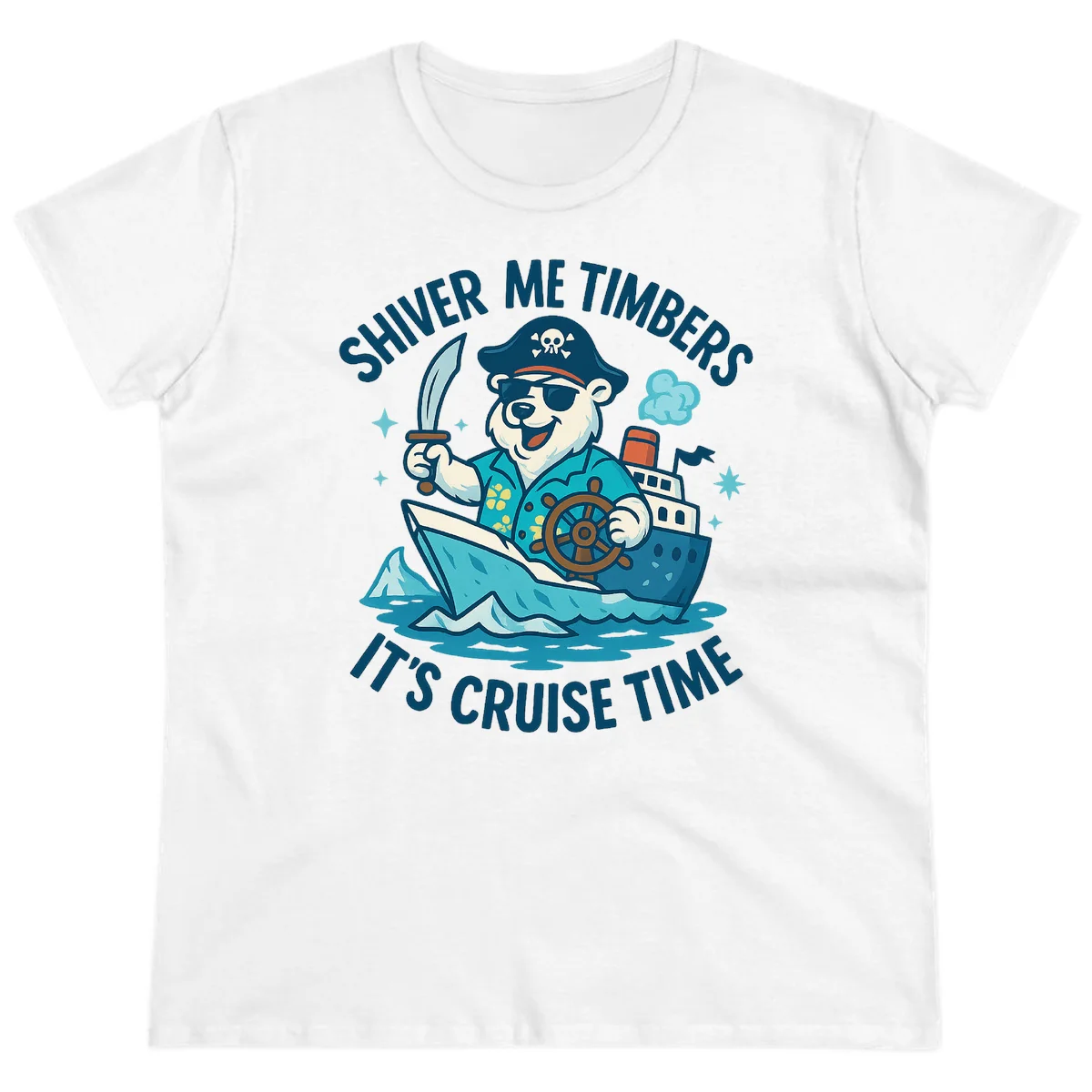 Shiver Me Timbers Cruise Time Ladies Tee in White