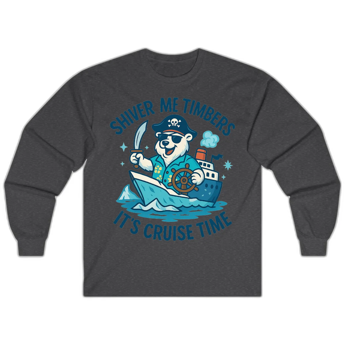 Shiver Me Timbers Cruise Time Long Sleeve in Dark Heather