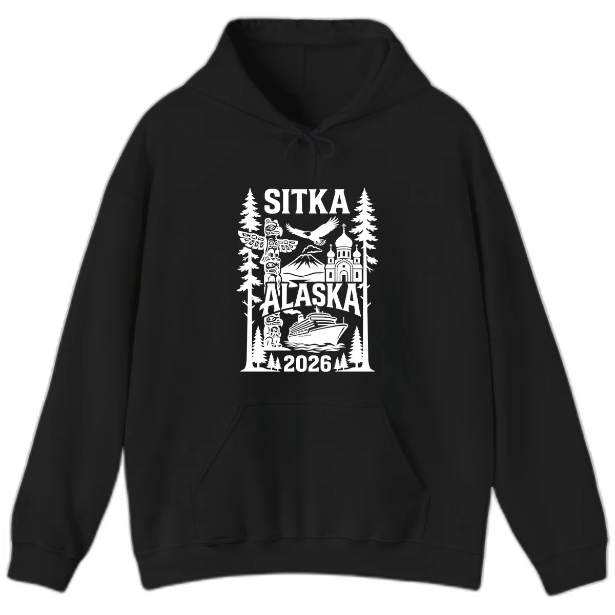 Sitka Alaska Cruise Heritage Hoodie in Black
