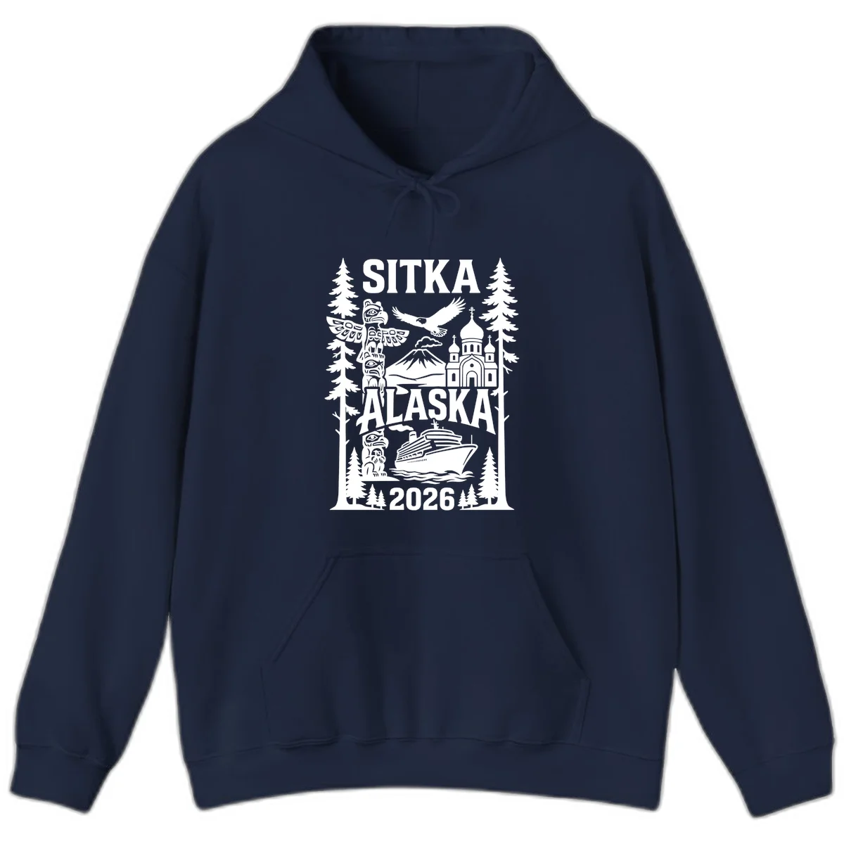 Sitka Alaska Cruise Heritage Hoodie in Navy