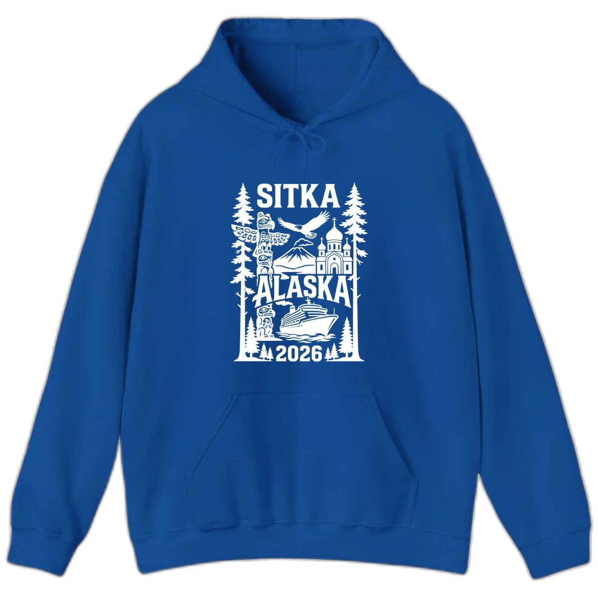 Sitka Alaska Cruise Heritage Hoodie in Royal