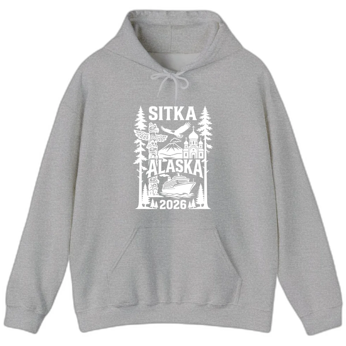 Sitka Alaska Cruise Heritage Hoodie in Sport Grey