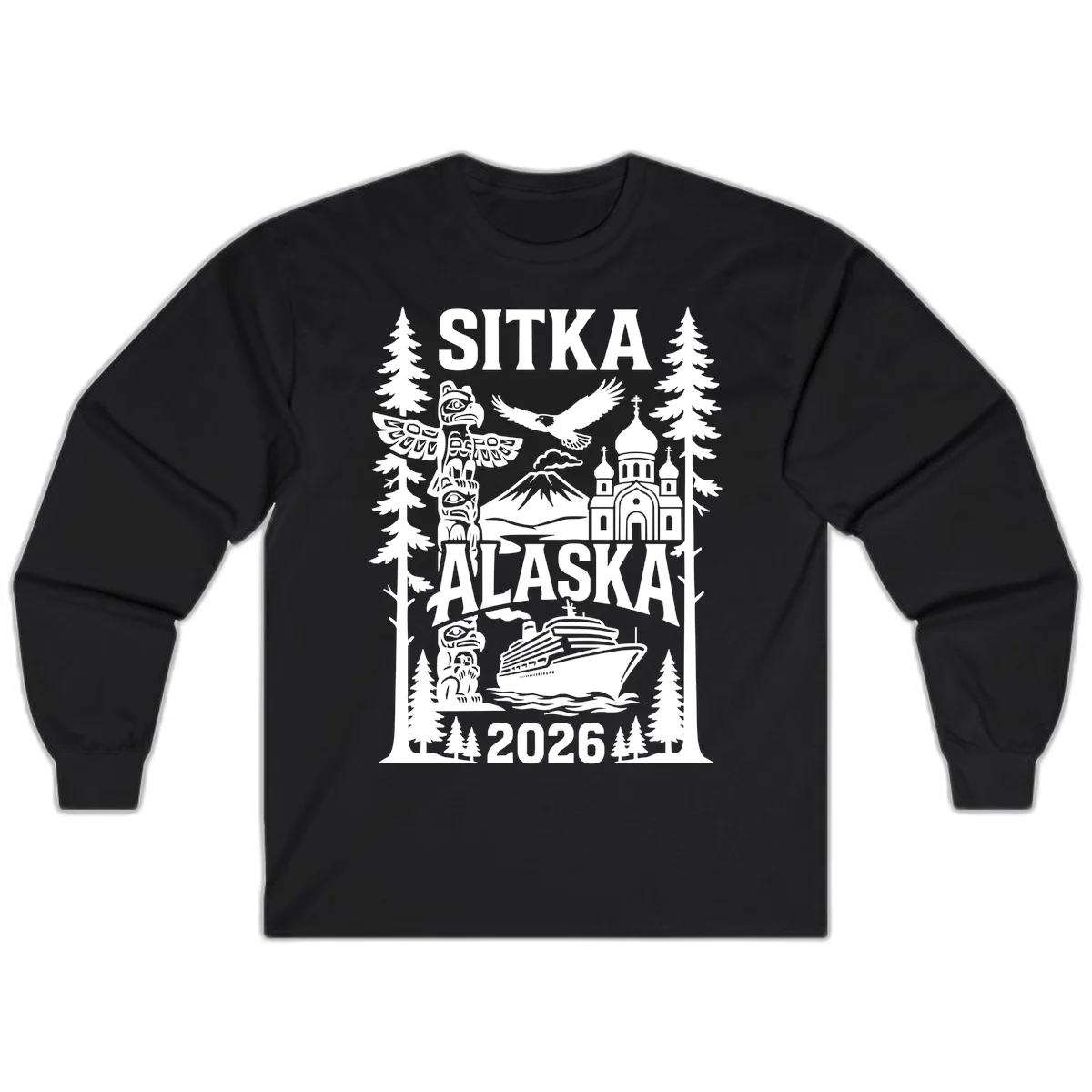 Sitka Alaska Cruise Heritage Long Sleeve in Black