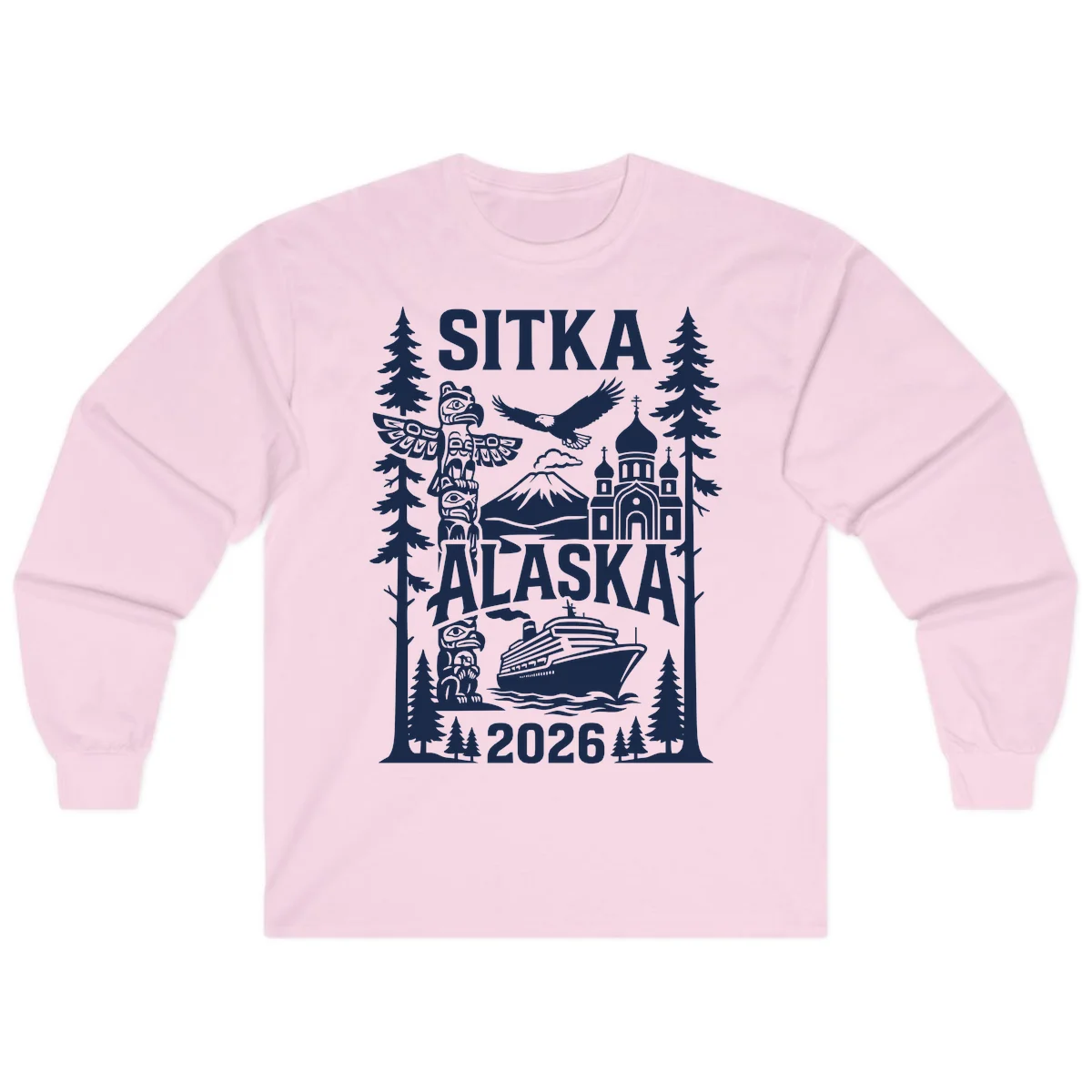 Sitka Alaska Cruise Heritage Long Sleeve in Light Pink