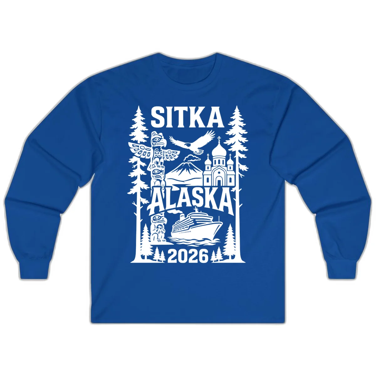 Sitka Alaska Cruise Heritage Long Sleeve in Royal