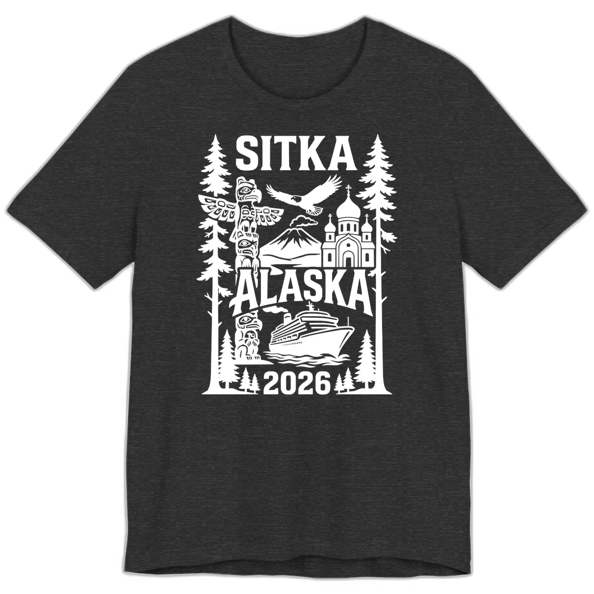 Sitka Alaska Cruise Heritage Premium Tee in Dark Grey Heather