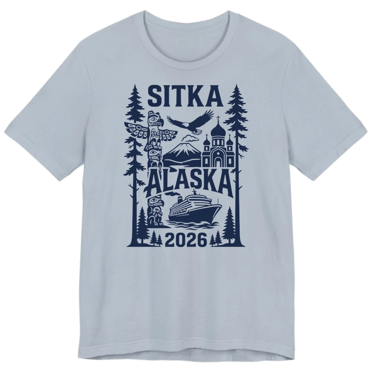 Sitka Alaska Cruise Heritage Premium Tee in Light Blue