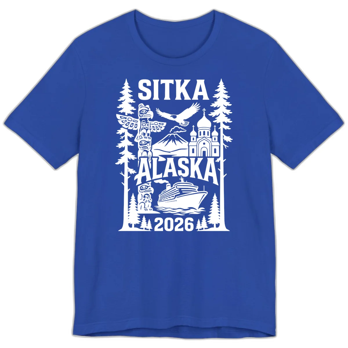 Sitka Alaska Cruise Heritage Premium Tee in True Royal