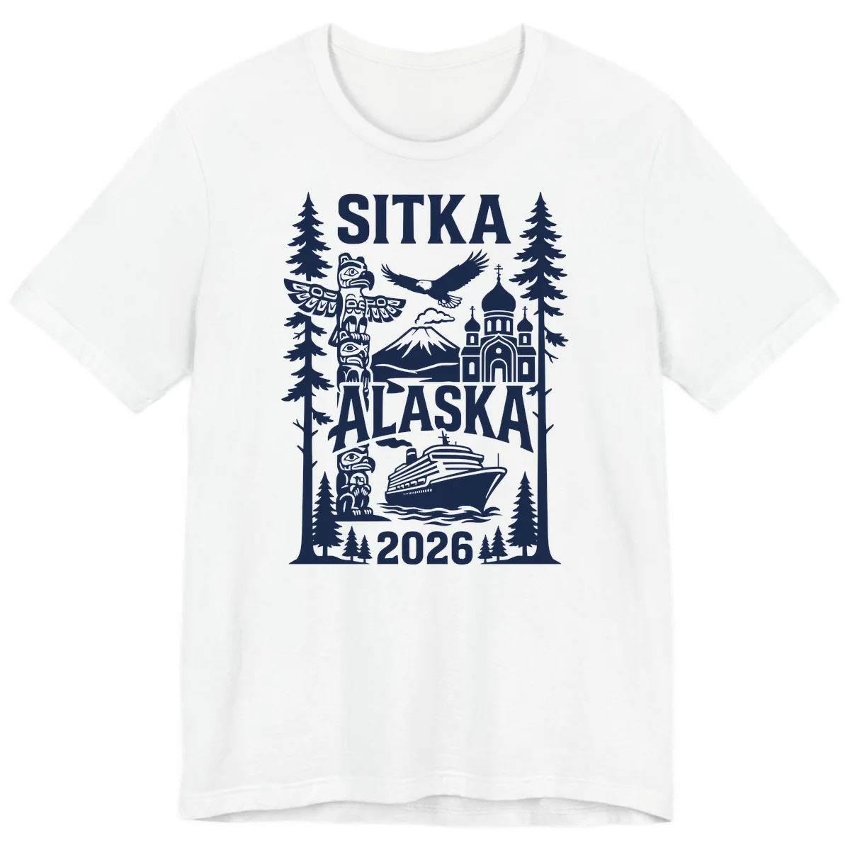 Sitka Alaska Cruise Heritage Premium Tee in White