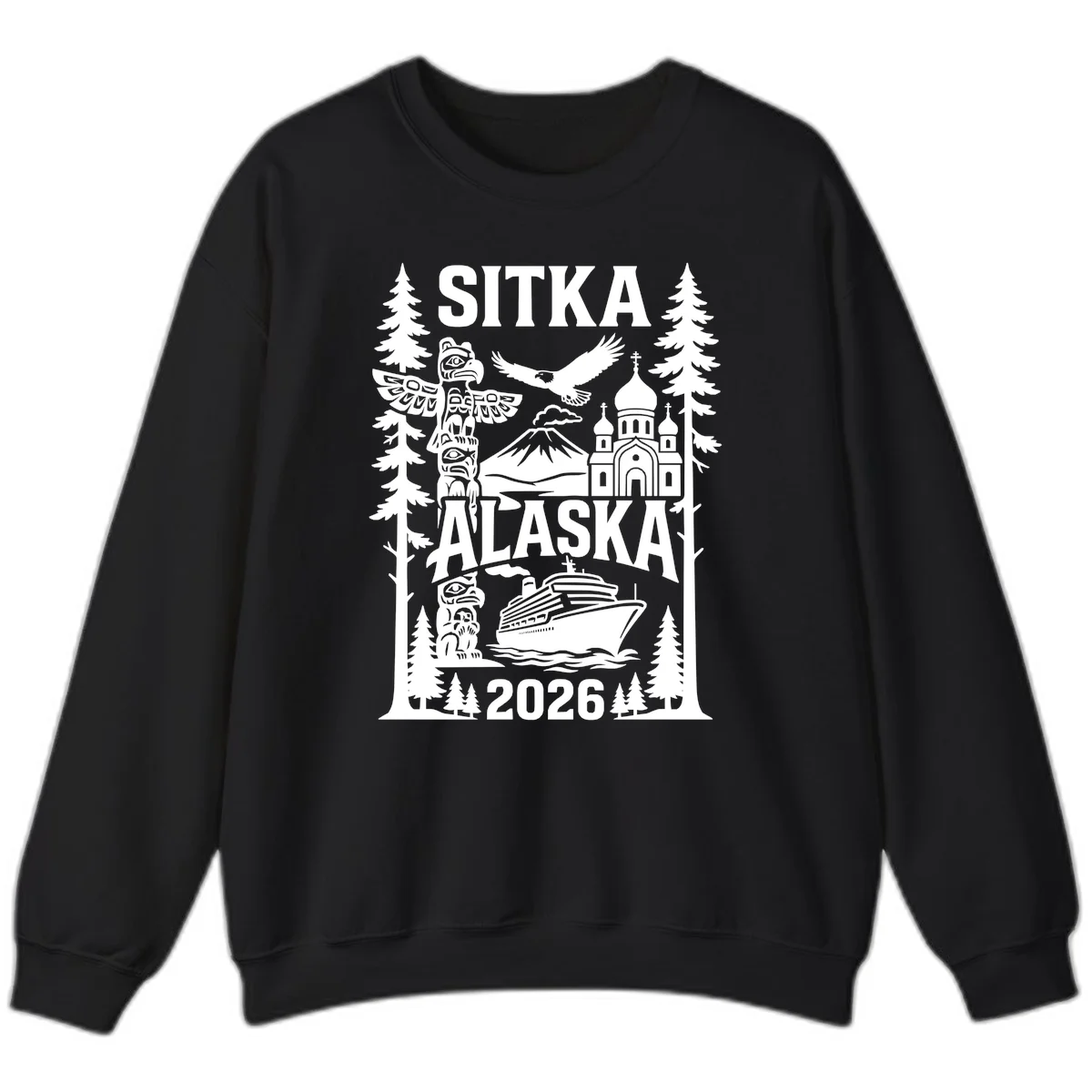 Sitka Alaska Cruise Heritage Sweatshirt in Black