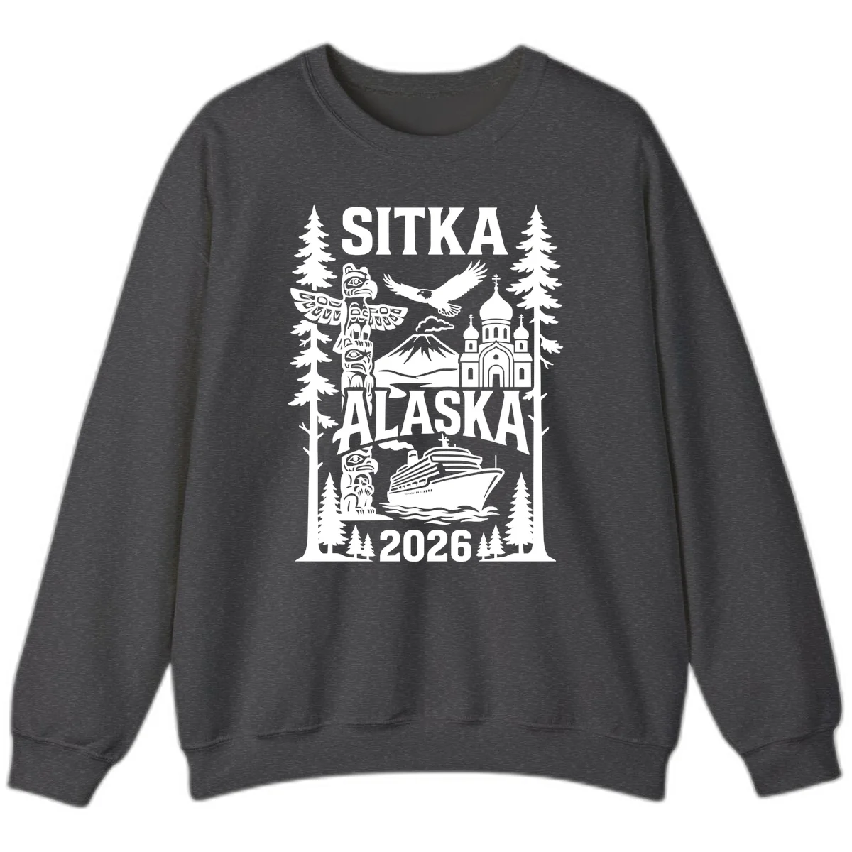 Sitka Alaska Cruise Heritage Sweatshirt in Dark Heather