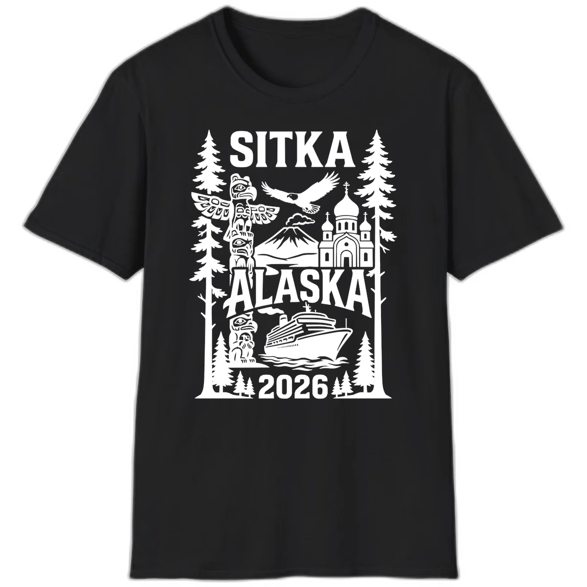 Sitka Alaska Cruise Heritage T-Shirt in Black
