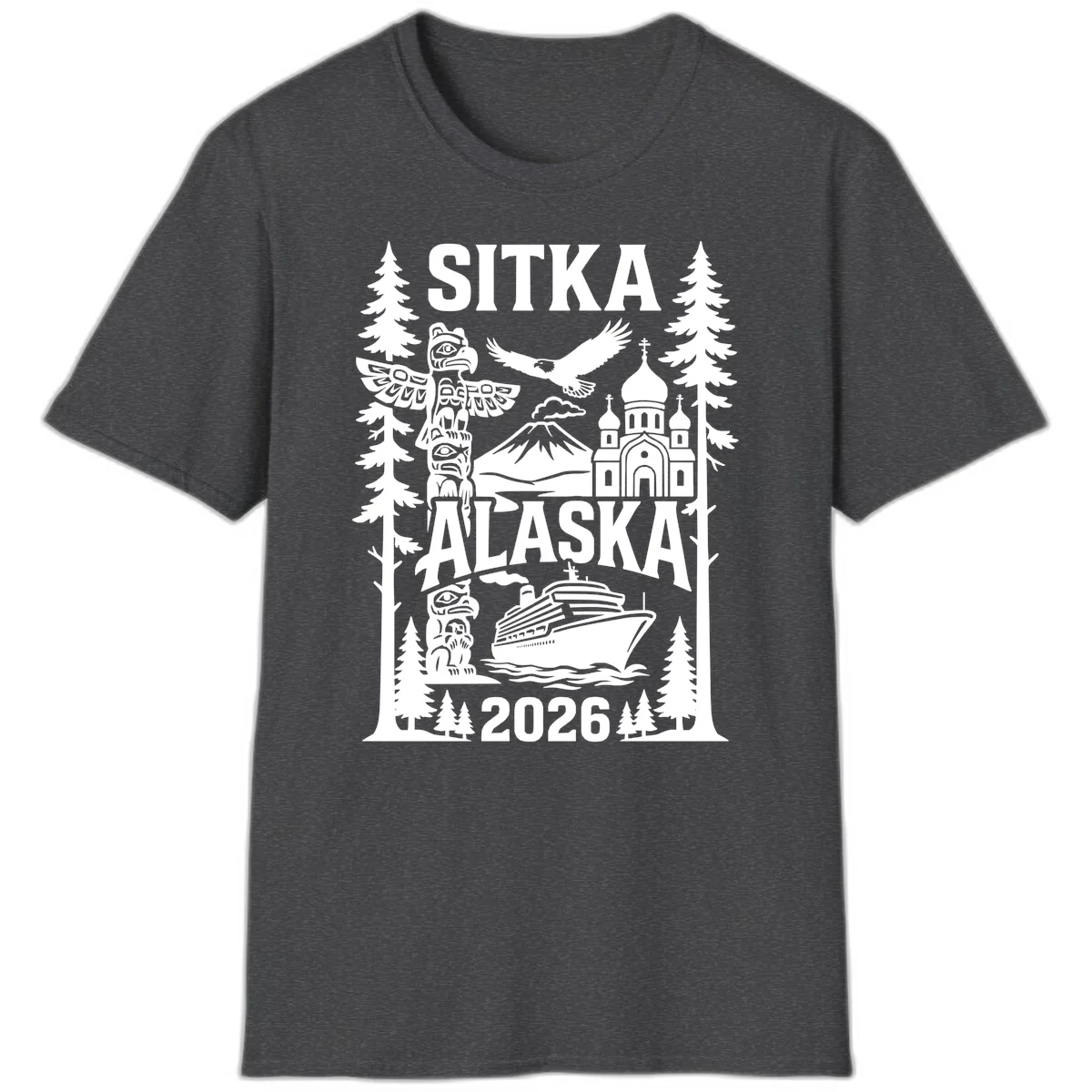Sitka Alaska Cruise Heritage T-Shirt in Dark Heather