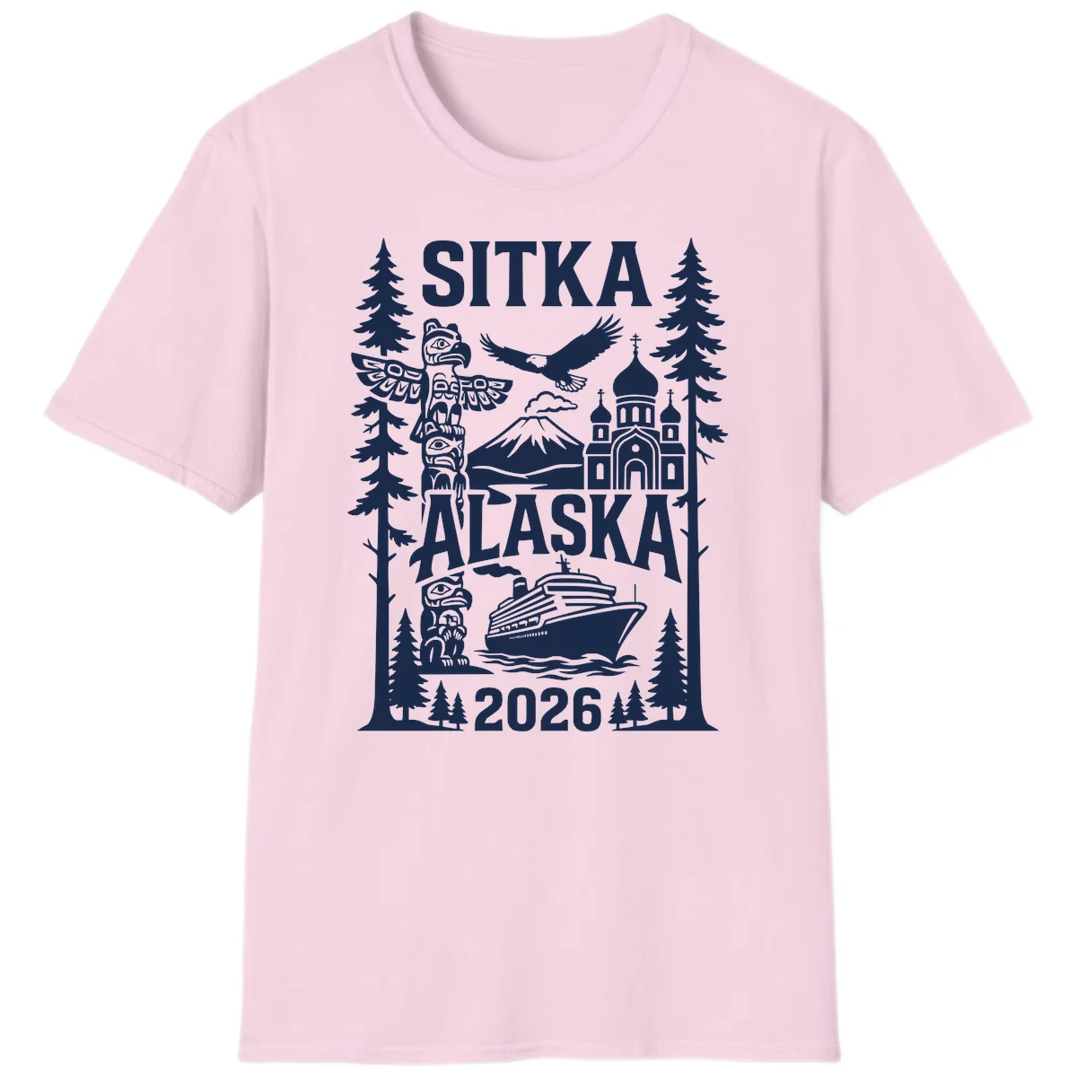 Sitka Alaska Cruise Heritage T-Shirt in Light Pink