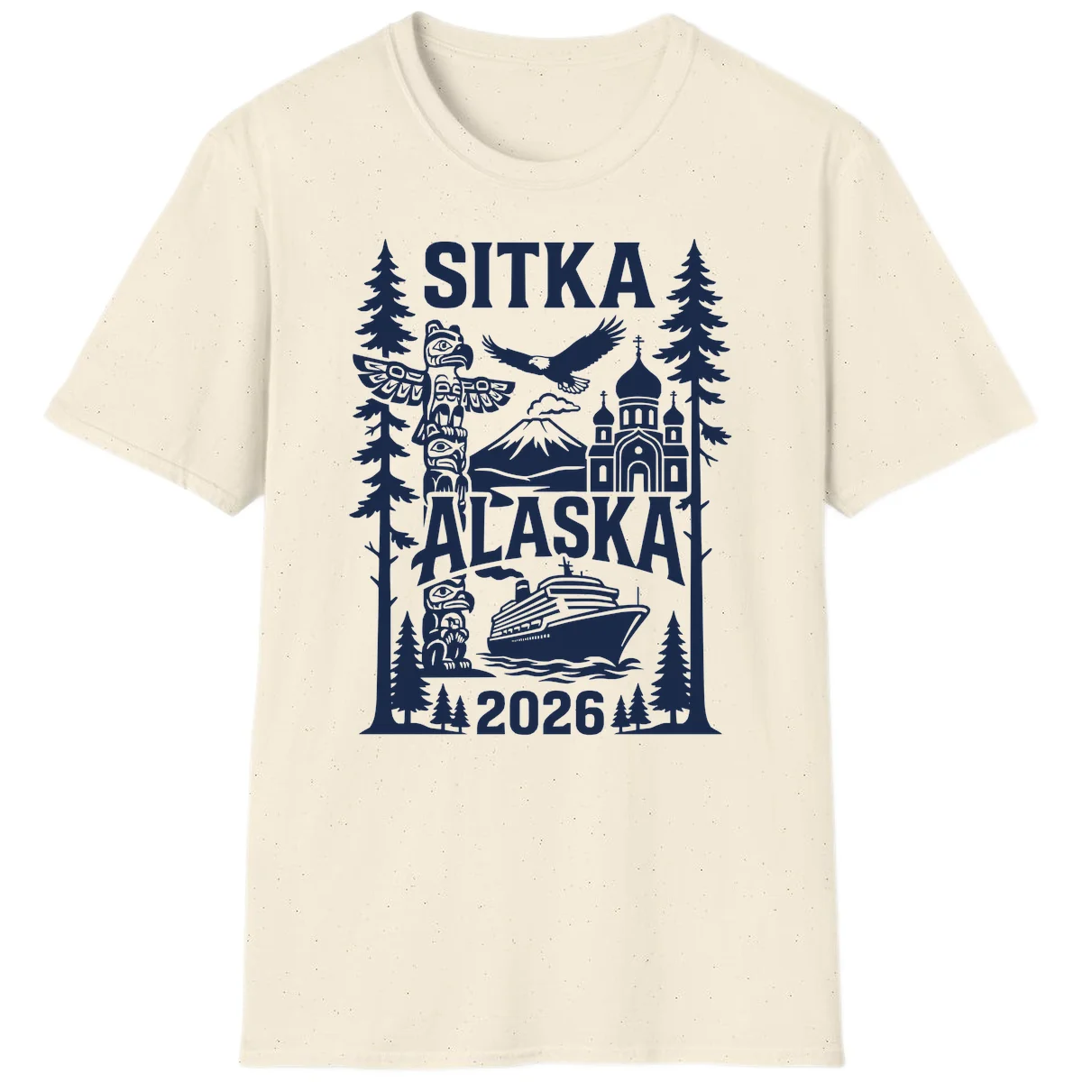 Sitka Alaska Cruise Heritage T-Shirt in Natural