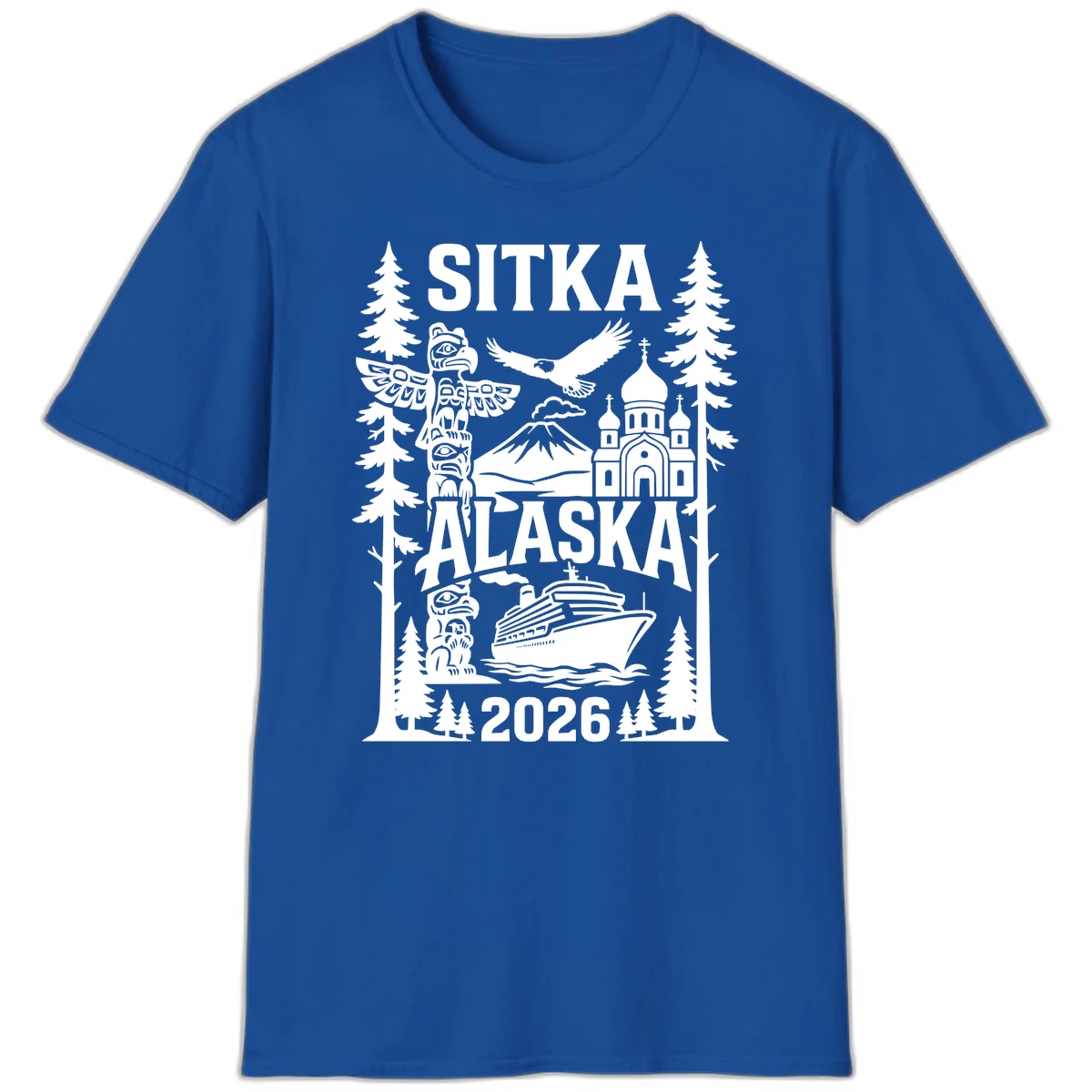 Sitka Alaska Cruise Heritage T-Shirt in Royal