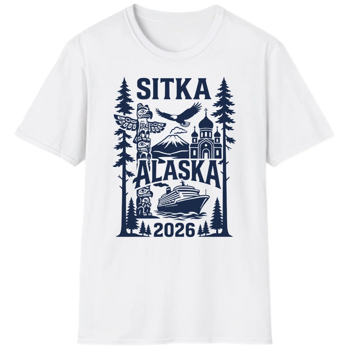 Sitka Alaska Cruise Heritage T-Shirt in White