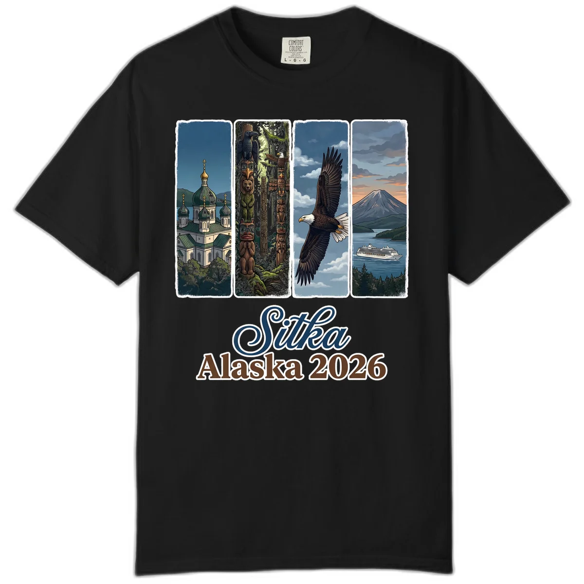 Sitka Alaska 2026 Cultural Icons Comfort Color Tee in Black