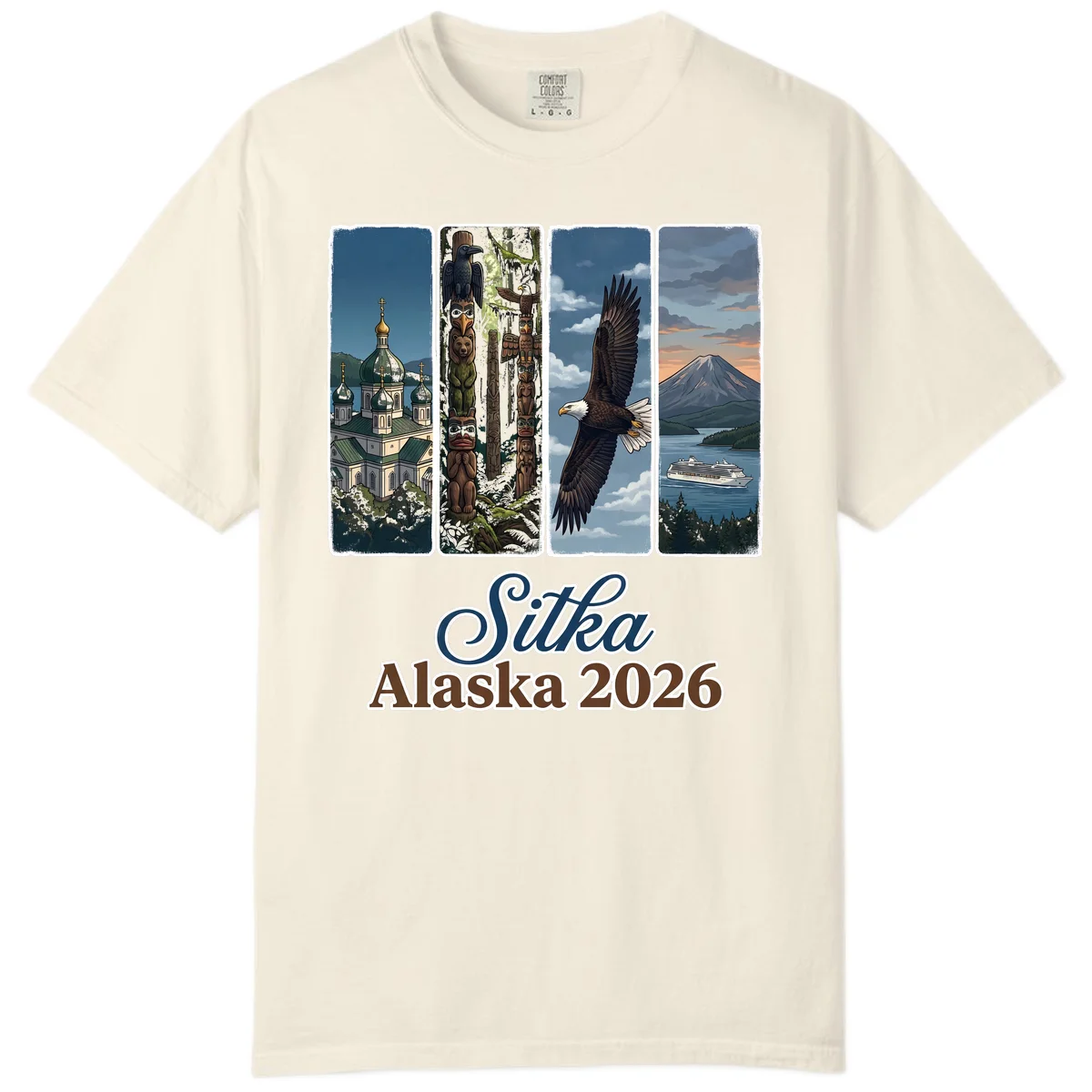 Sitka Alaska 2026 Cultural Icons Comfort Color Tee in Ivory