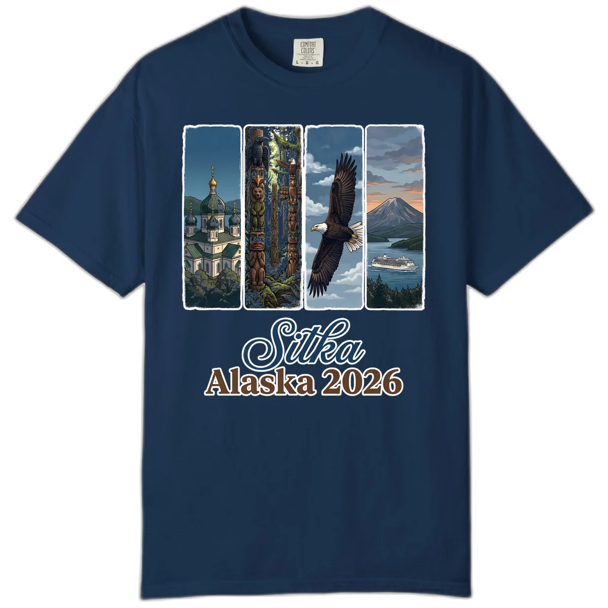Sitka Alaska 2026 Cultural Icons Comfort Color Tee in Navy