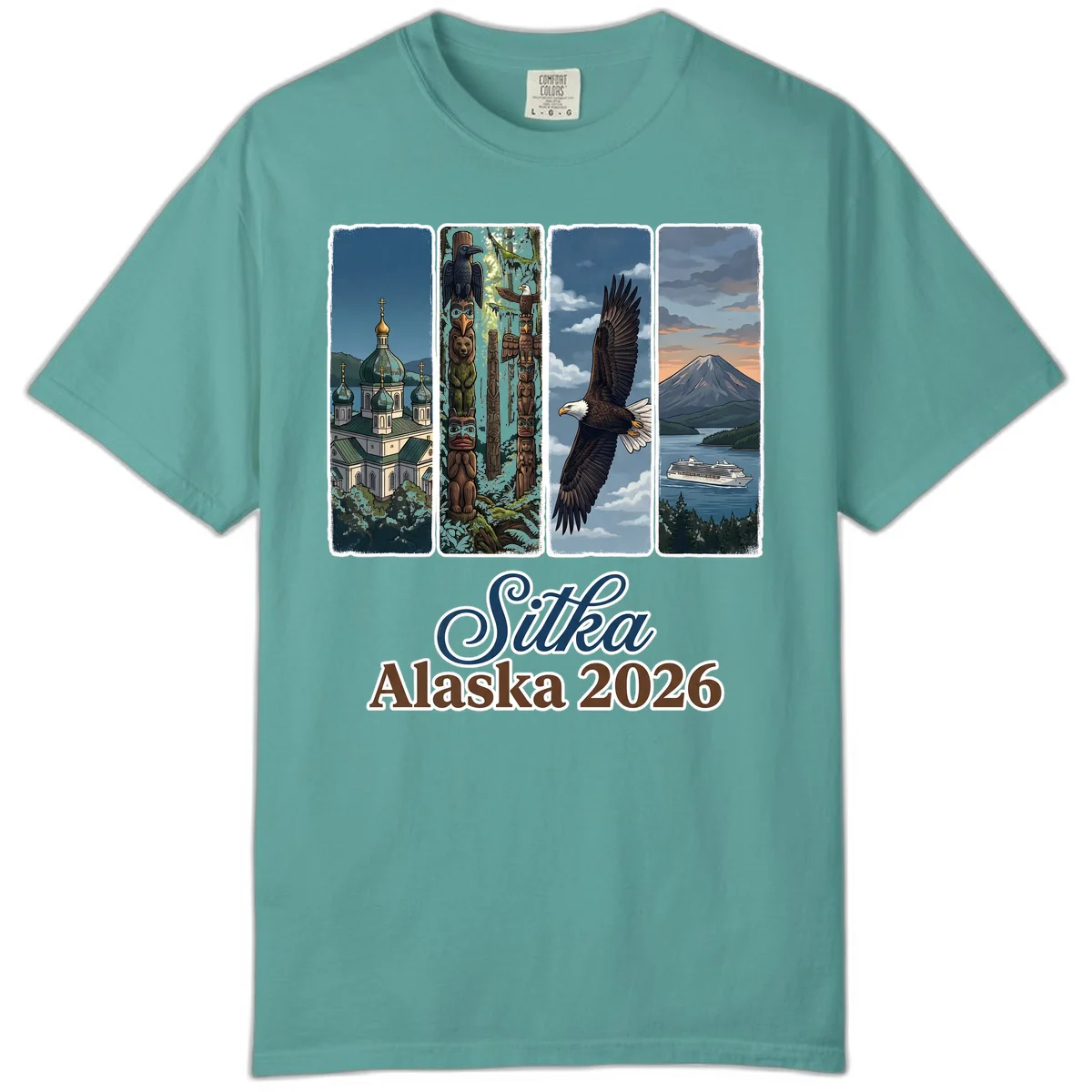 Sitka Alaska 2026 Cultural Icons Comfort Color Tee in Seafoam