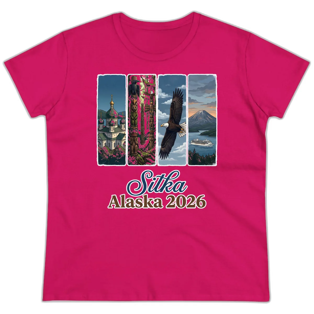 Sitka Alaska 2026 Cultural Icons Ladies Tee in Heliconia