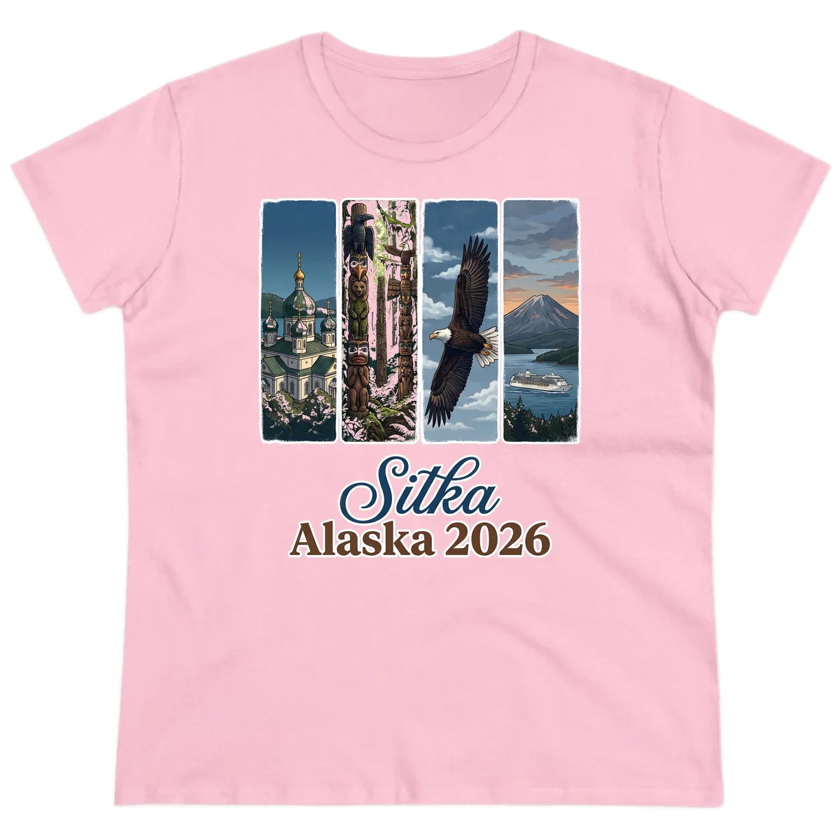 Sitka Alaska 2026 Cultural Icons Ladies Tee in Light Pink