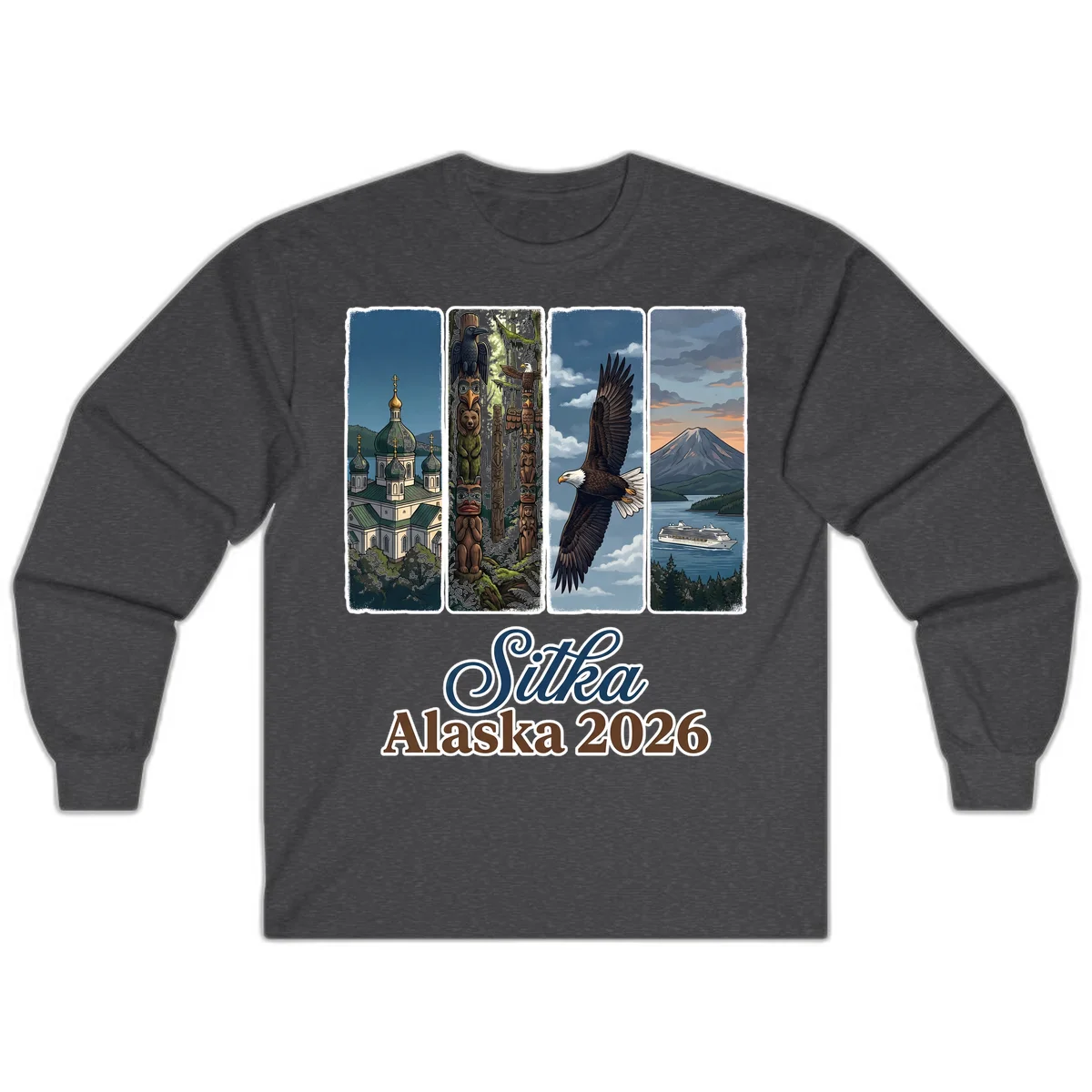 Sitka Alaska 2026 Cultural Icons Long Sleeve Tee in Dark Heather