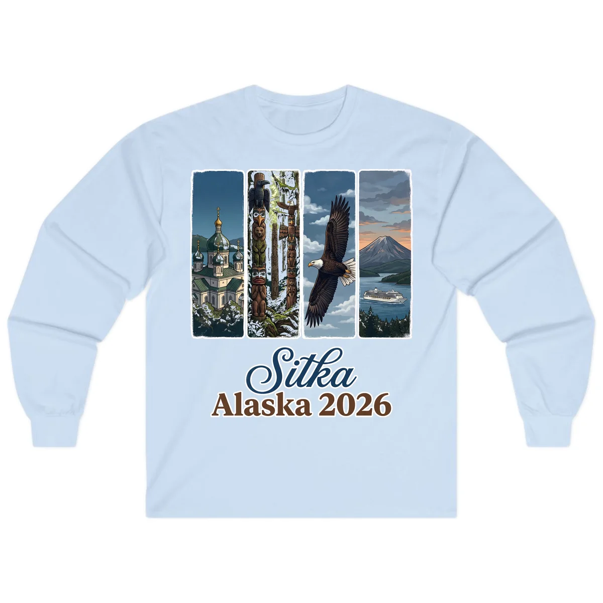 Sitka Alaska 2026 Cultural Icons Long Sleeve Tee in Light Blue