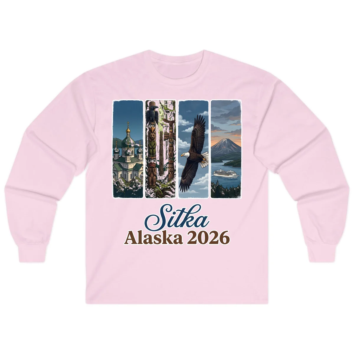 Sitka Alaska 2026 Cultural Icons Long Sleeve Tee in Light Pink