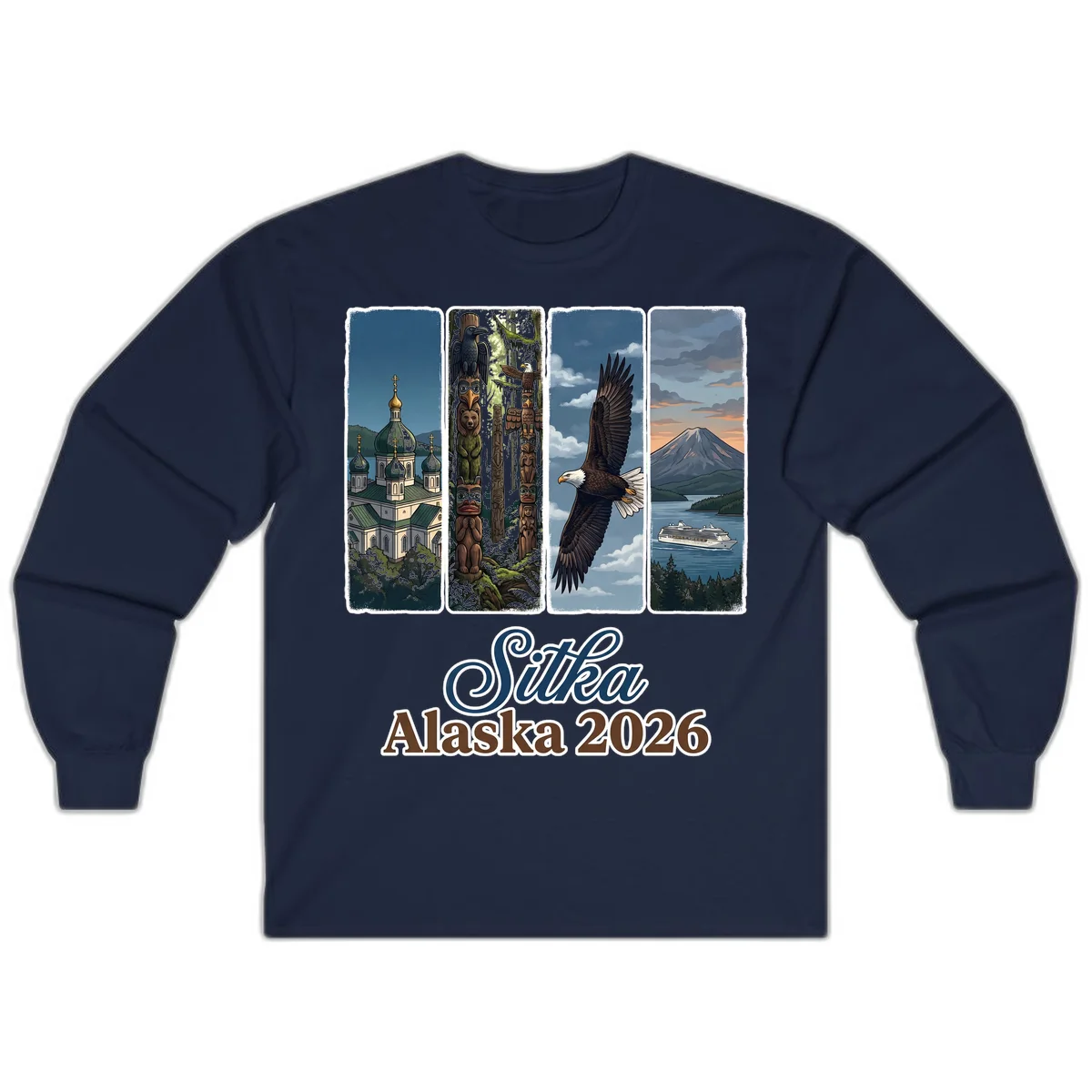 Sitka Alaska 2026 Cultural Icons Long Sleeve Tee in Navy