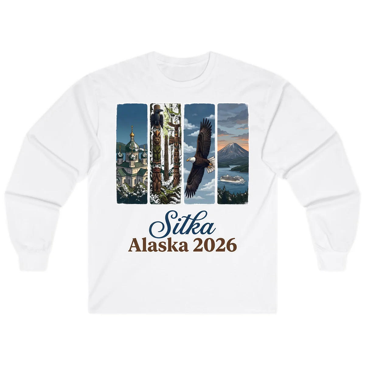 Sitka Alaska 2026 Cultural Icons Long Sleeve Tee in White