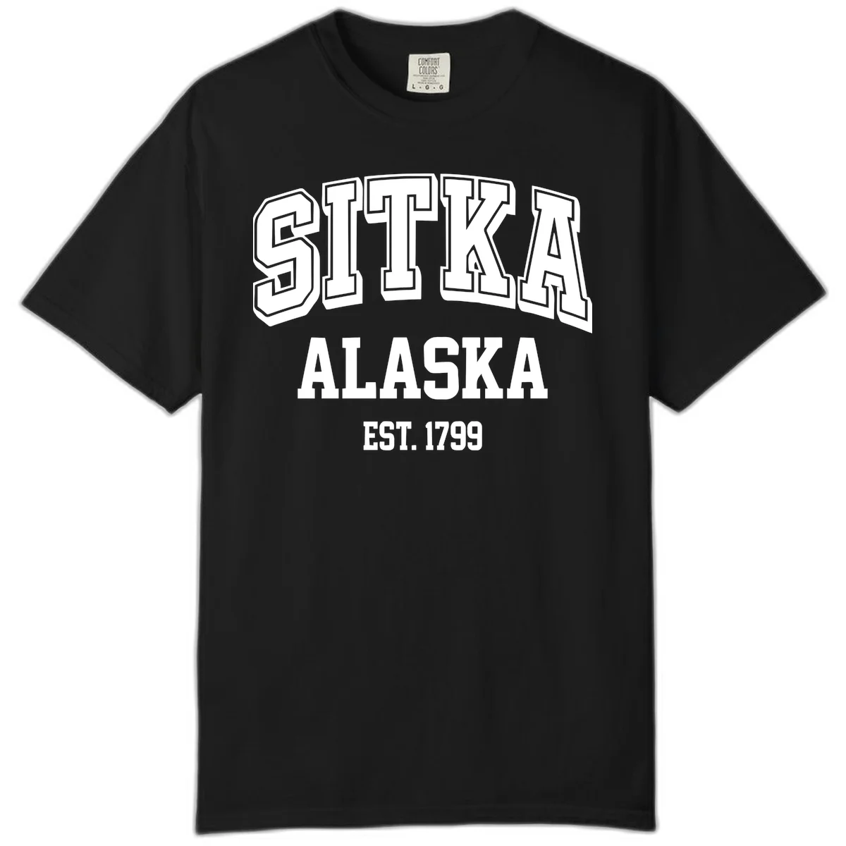 Sitka Alaska Est 1799 Vintage Badge Comfort Color in Black