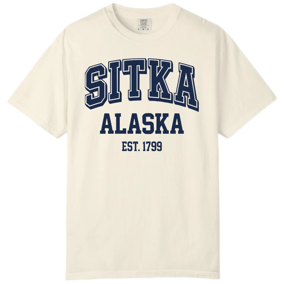 Sitka Alaska Est 1799 Vintage Badge Comfort Color in Ivory