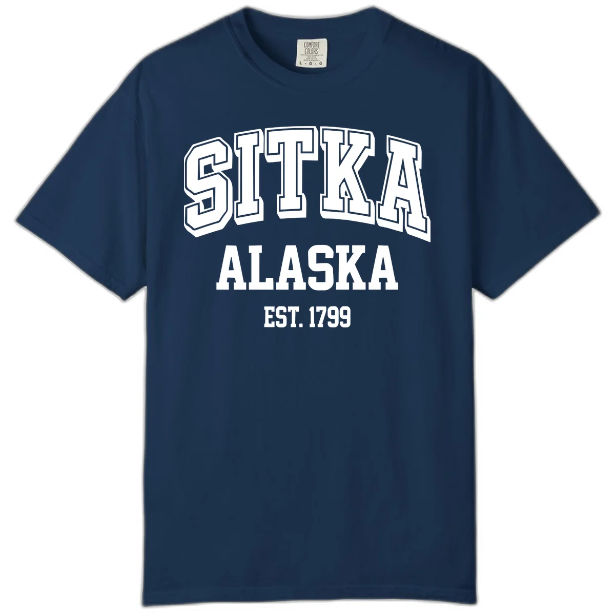 Sitka Alaska Est 1799 Vintage Badge Comfort Color in Navy
