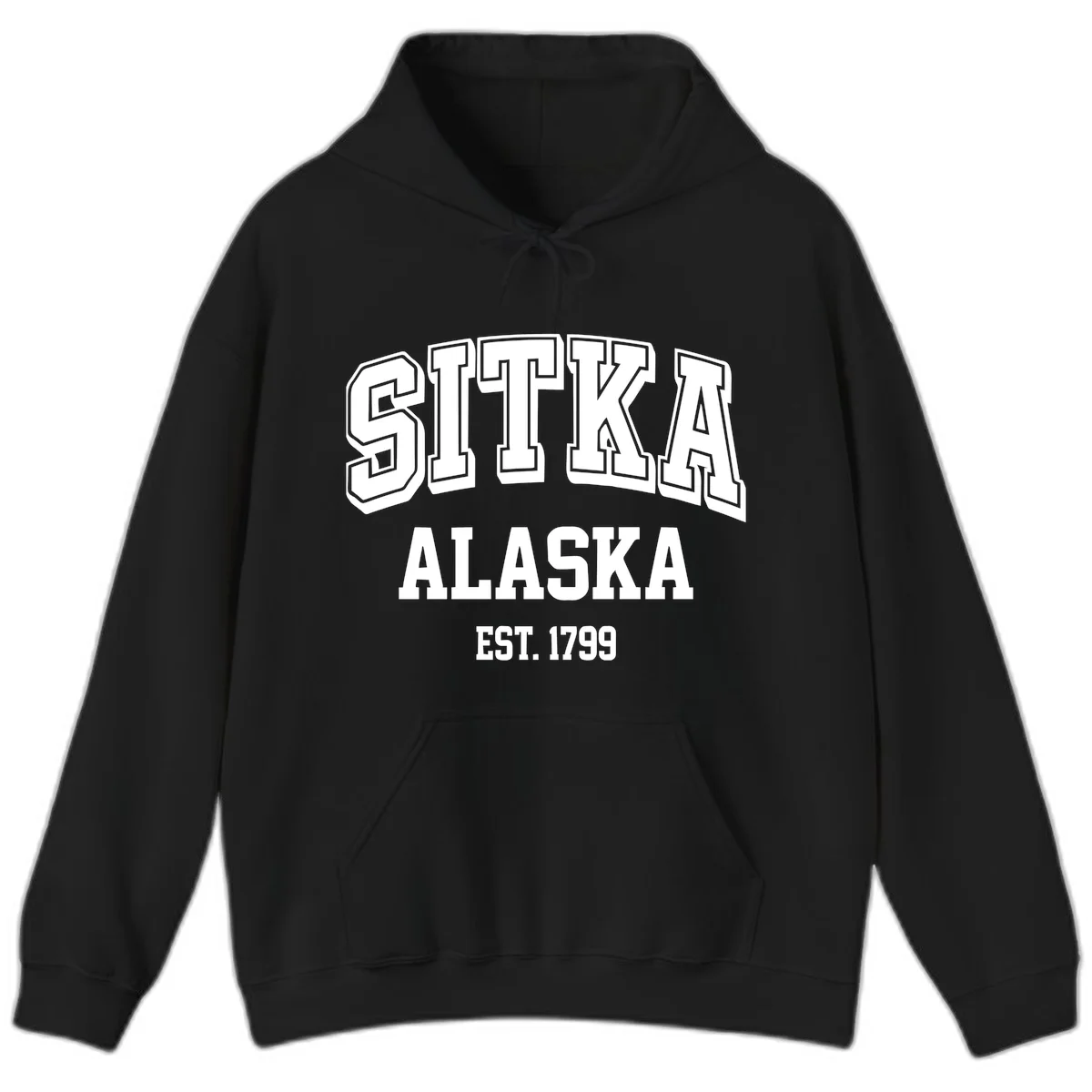 Sitka Alaska Est 1799 Vintage Badge Hoodie in Black