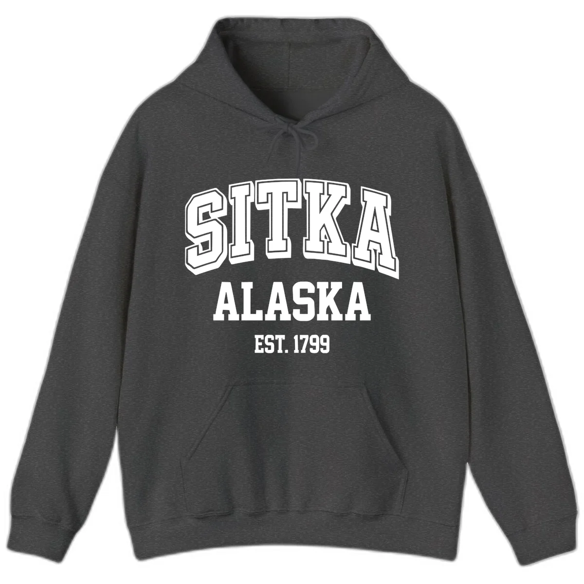 Sitka Alaska Est 1799 Vintage Badge Hoodie in Dark Heather