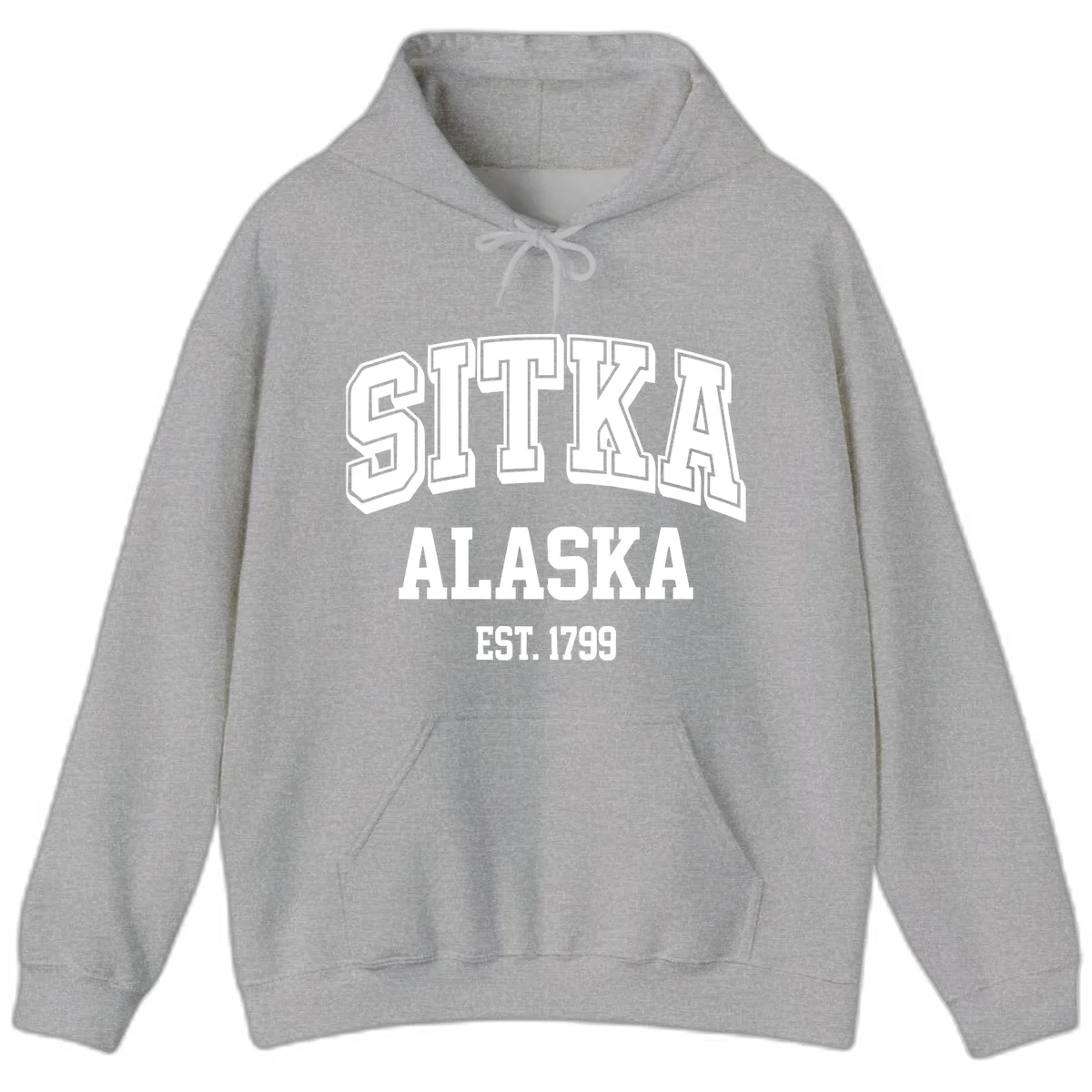 Sitka Alaska Est 1799 Vintage Badge Hoodie in Sport Grey