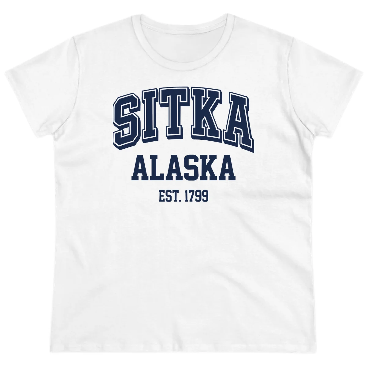 Sitka Alaska Est 1799 Vintage Badge Ladies Tee in White